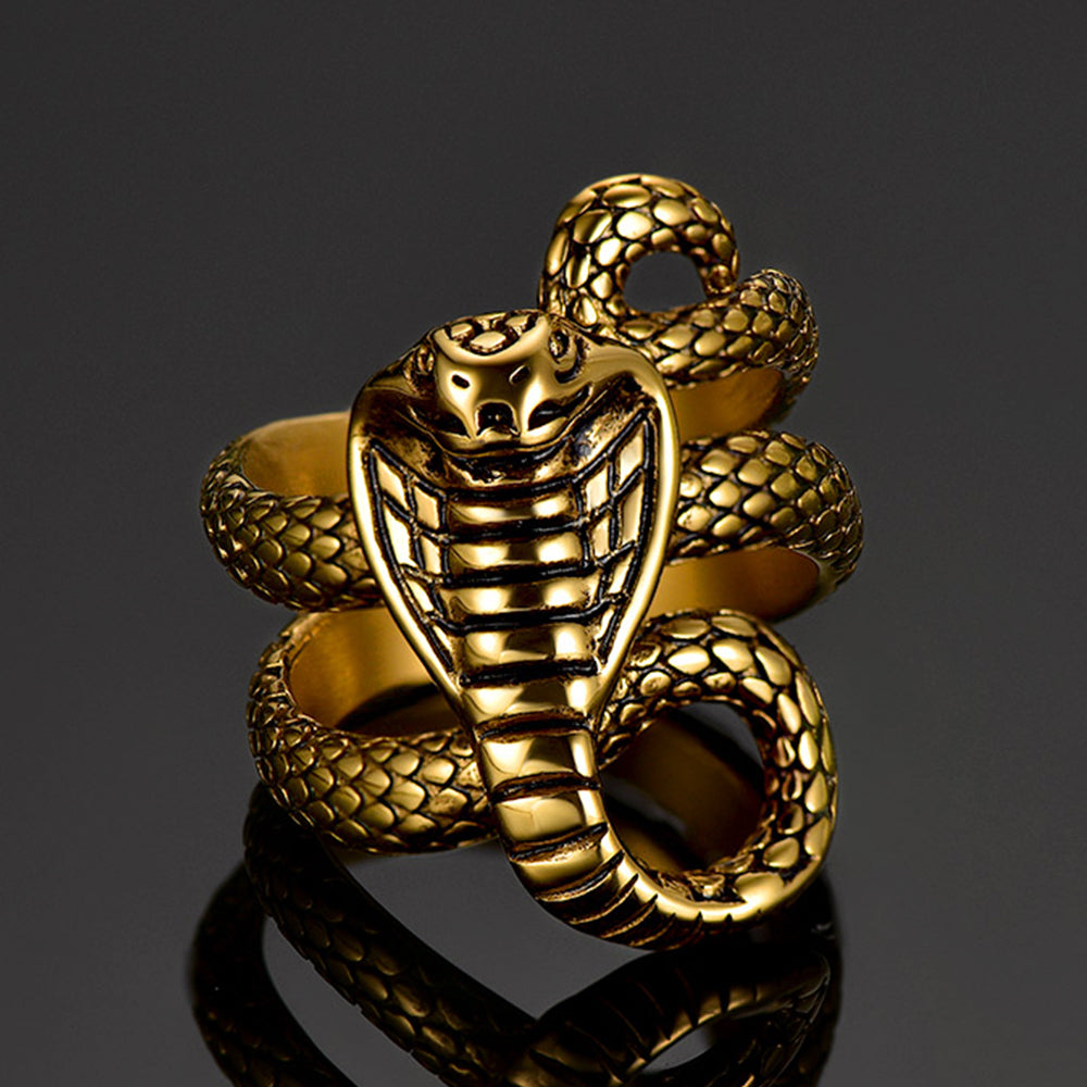 FaithHeart Gothic Punk Cobra Snake Ring For Men FaithHeart