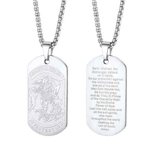 FaithHeart Saint Michael The Archangel Dog Tag Necklace for Men FaithHeartimg