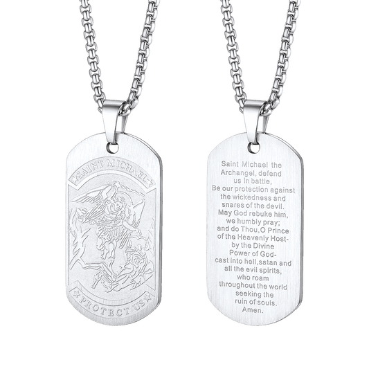 FaithHeart Saint Michael The Archangel Dog Tag Necklace for Men FaithHeart