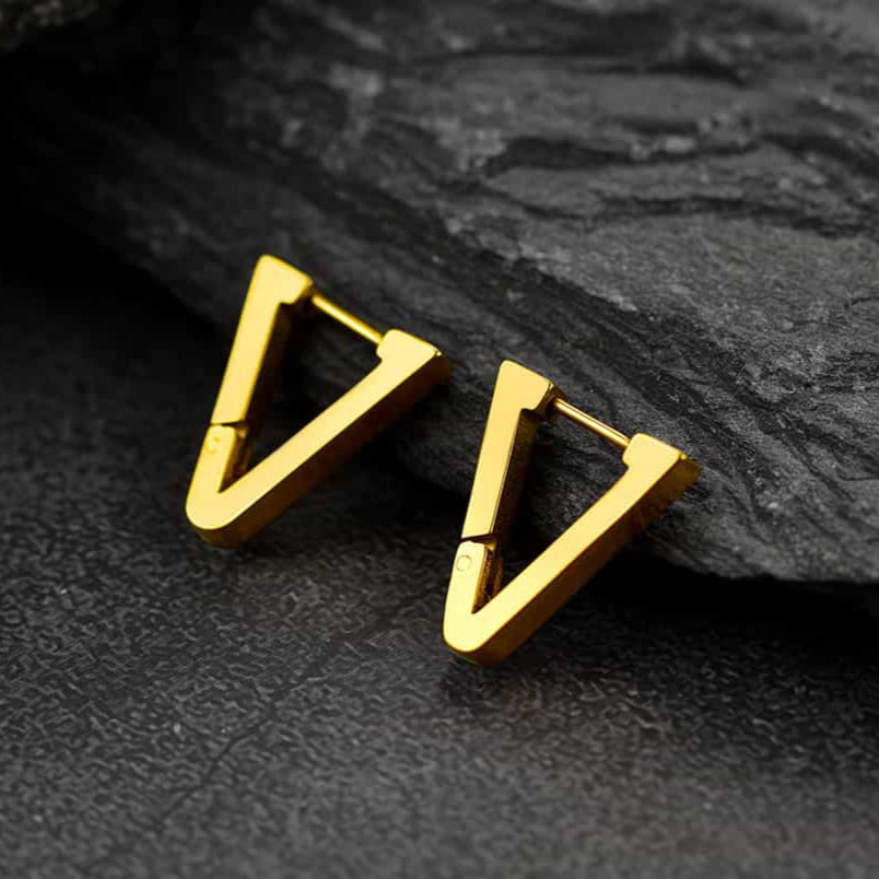 FaithHeart Men's Triangle Hoop Earrings Stainless Steel FaithHeart