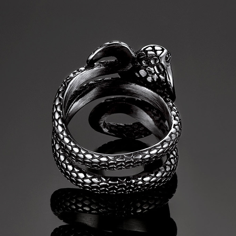 FaithHeart Gothic Punk Cobra Snake Ring For Men FaithHeart