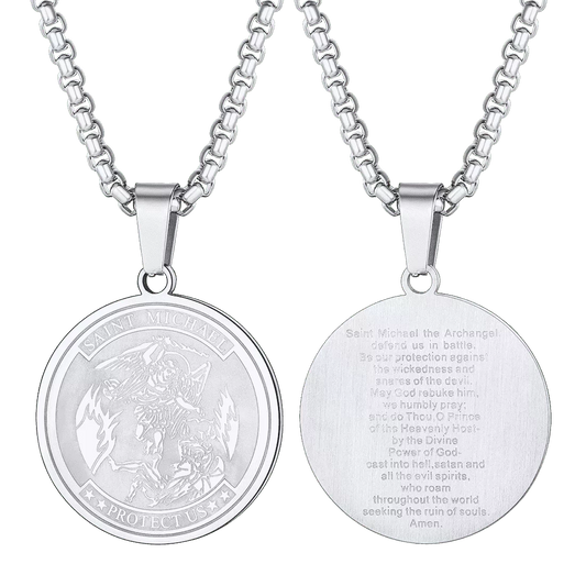FaithHeart St. Michael Coin Necklace Medal Protection Pendant FaithHeartimg