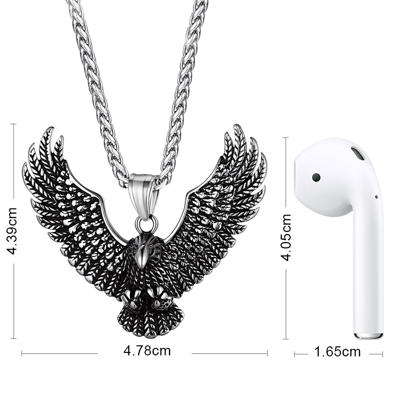 FaithHeart Vintage Eagle Necklace Stainless Steel Pendant for Men FaithHeart
