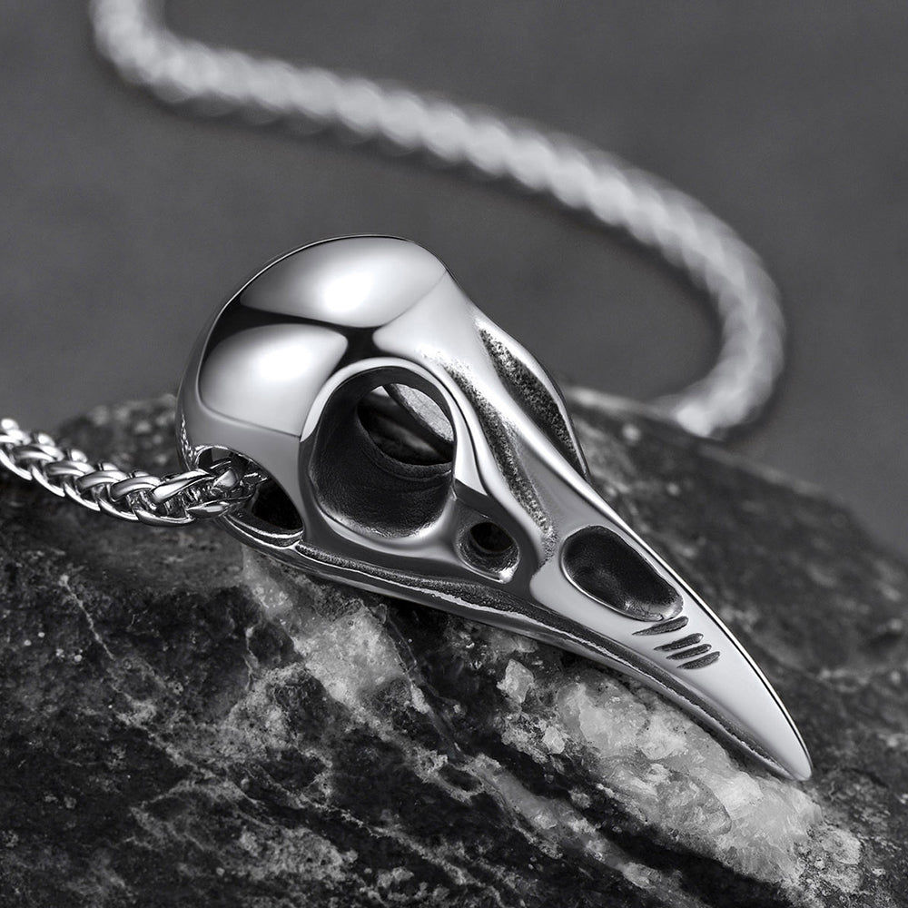 FaithHeart Viking Odin Raven Skull Necklace For Men FaithHeart
