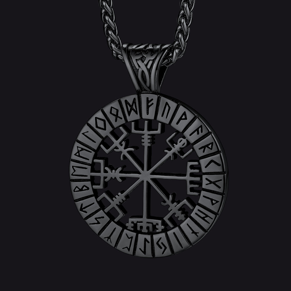 FaithHeart Viking Rune Vegvisir Necklace Pendant For Men FaithHeart
