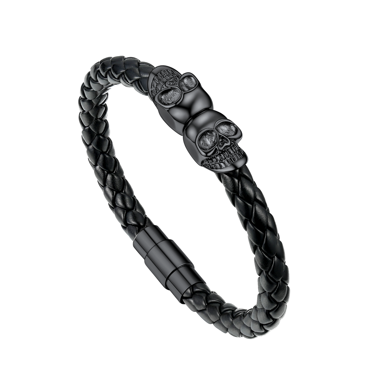 FaithHeart Braided Leather Bracelet With Skull for Men FaithHeart