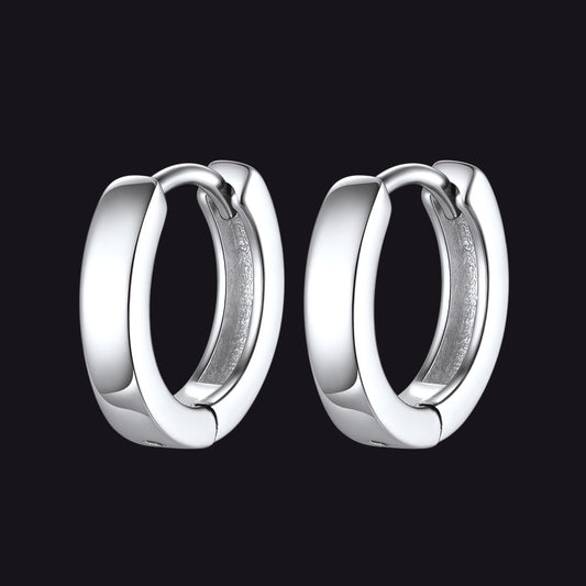 FaithHeart Sterling Silver Basic Huggie Hoop Earrings For Men FaithHeartimg