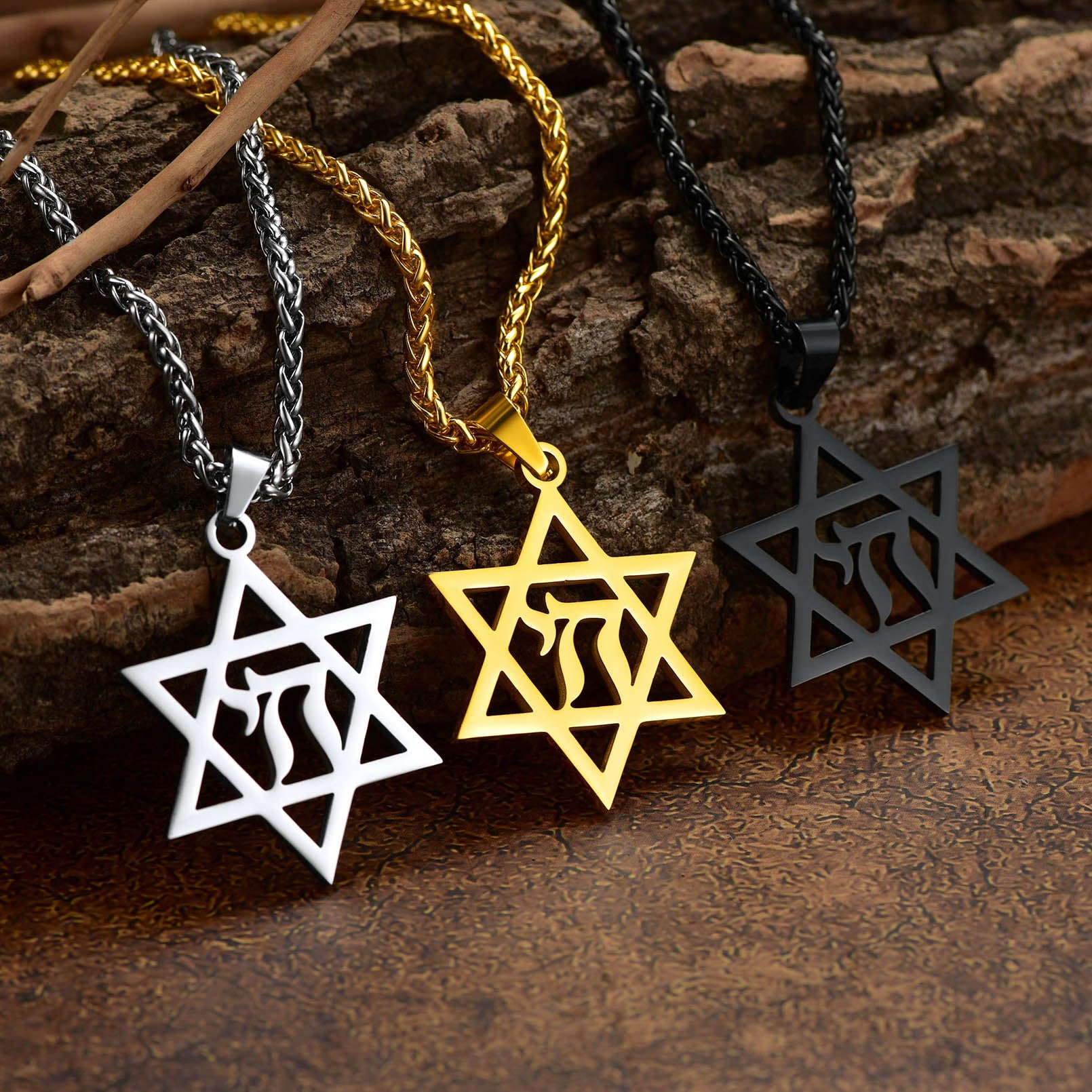 FaithHeart Star Of David Hebrew Letter Necklace For Men FaithHeart