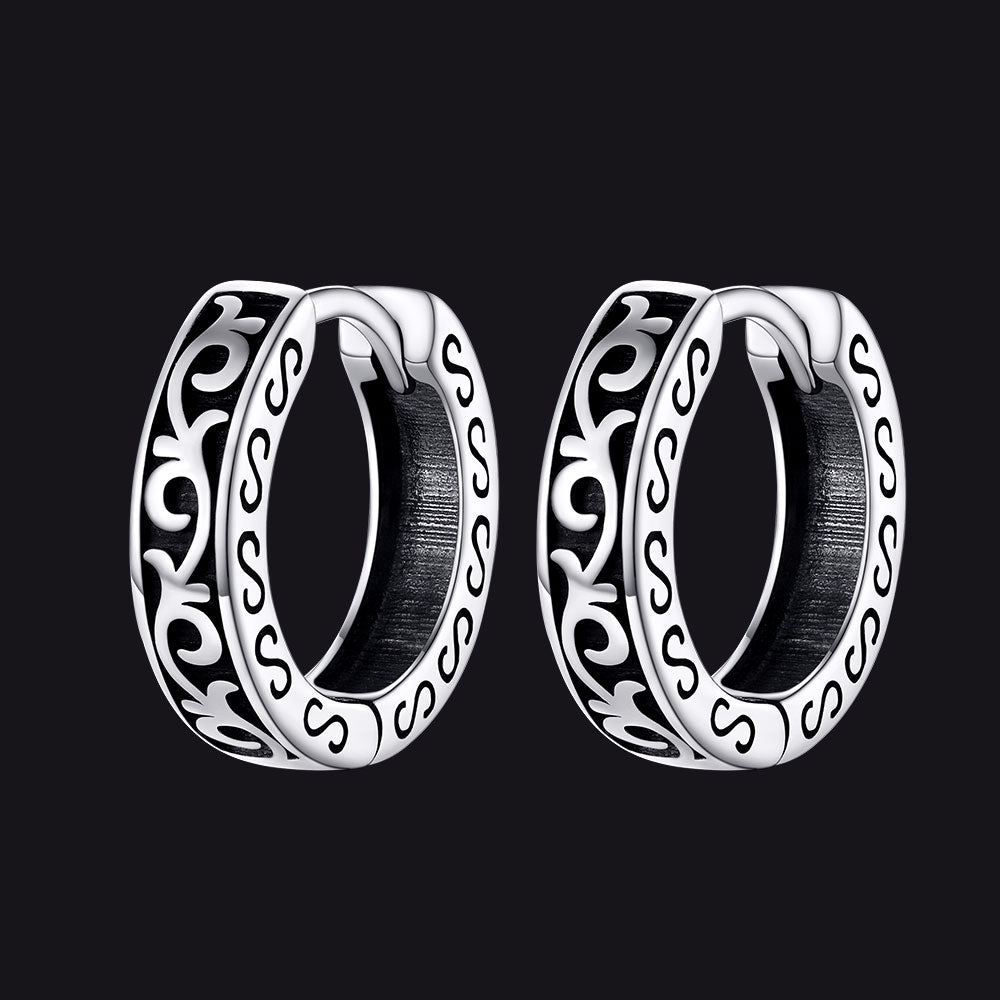 FaithHeart 925 Sterling Silver Celtic Huggie Hoop Earrings For Men FaithHeart