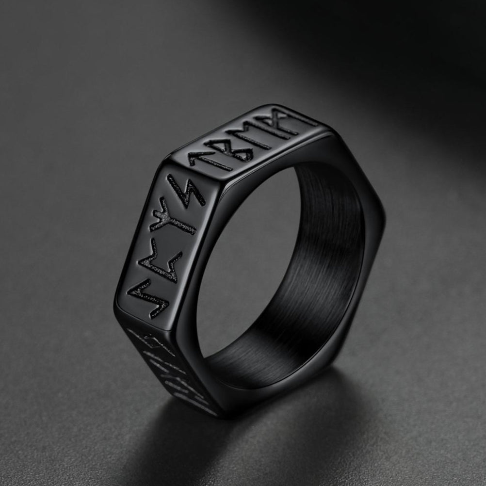 FaithHeart Viking Hexagon Runes Ring For Men FaithHeart