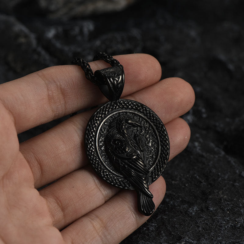 FaithHeart Viking Odin's Raven Necklace Pendant with Chain for Men FaithHeart