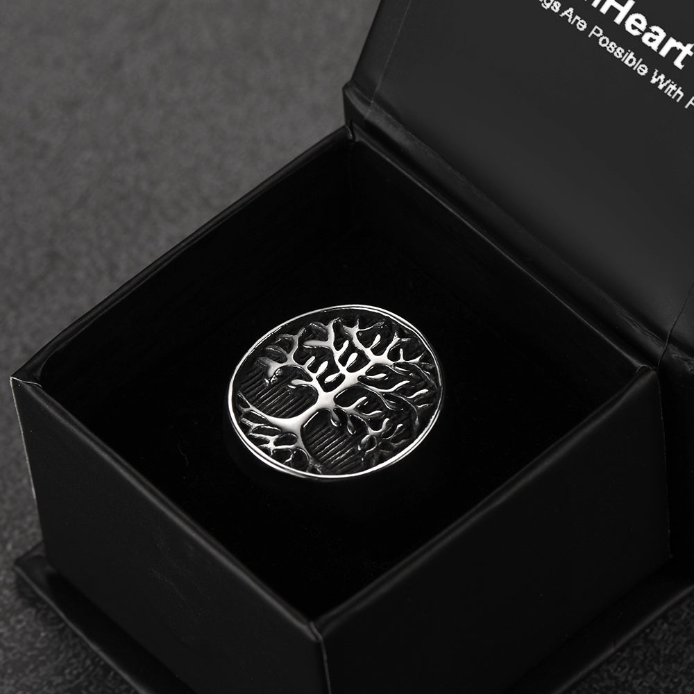 FaithHeart Vintage Tree of Life Signet Ring for Men FaithHeart