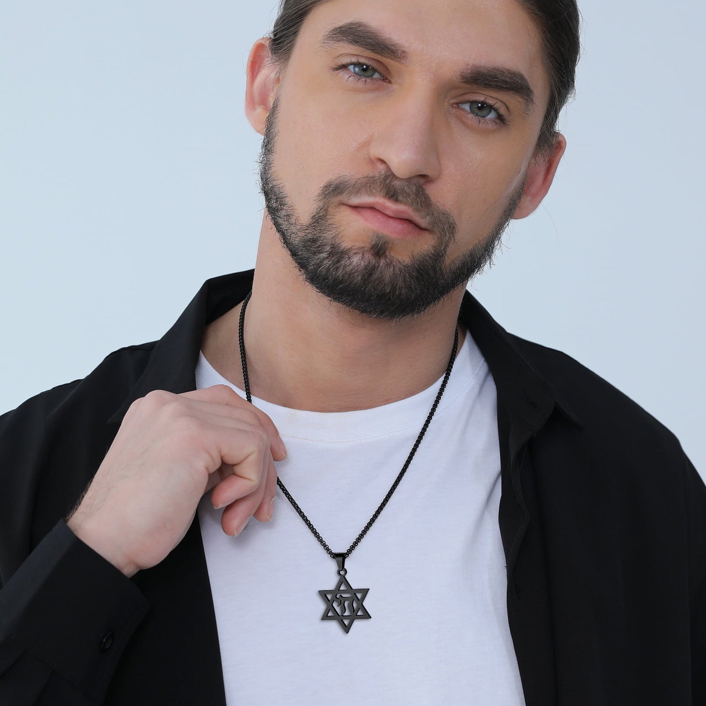 FaithHeart Star Of David Hebrew Letter Necklace For Men FaithHeart