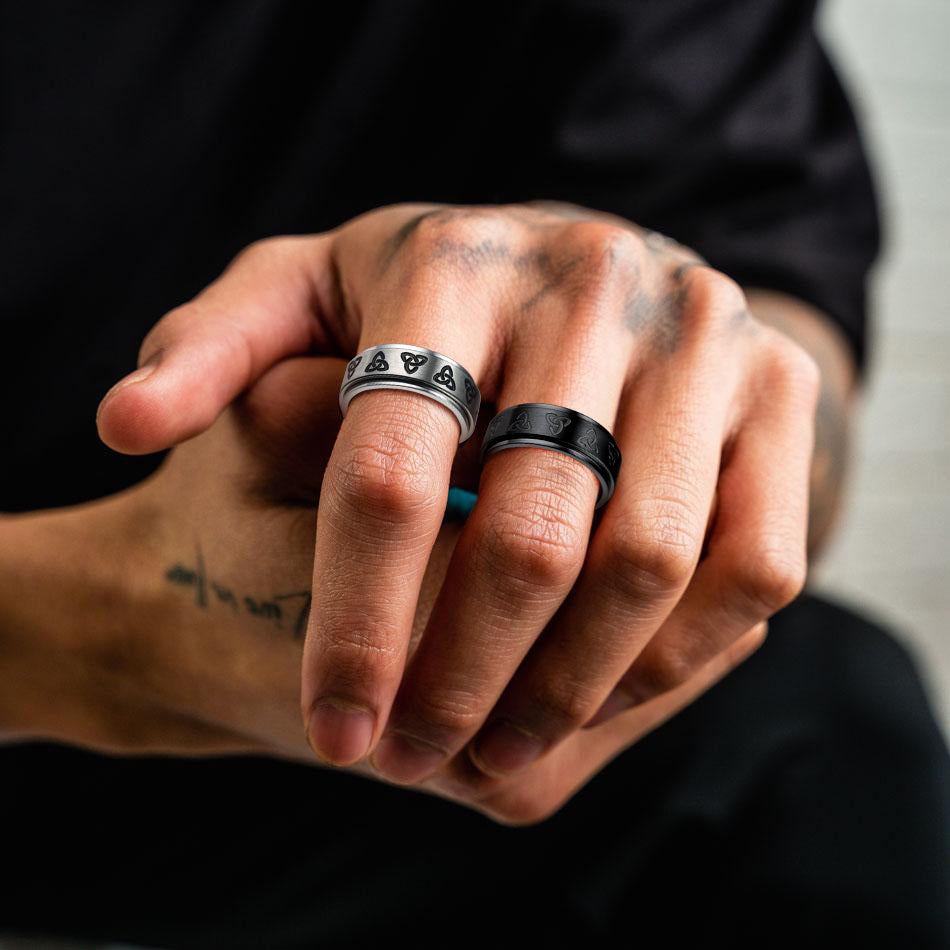 FaithHeart Celtic Knot Fidget Band Ring for Anxiety for Men FaithHeart