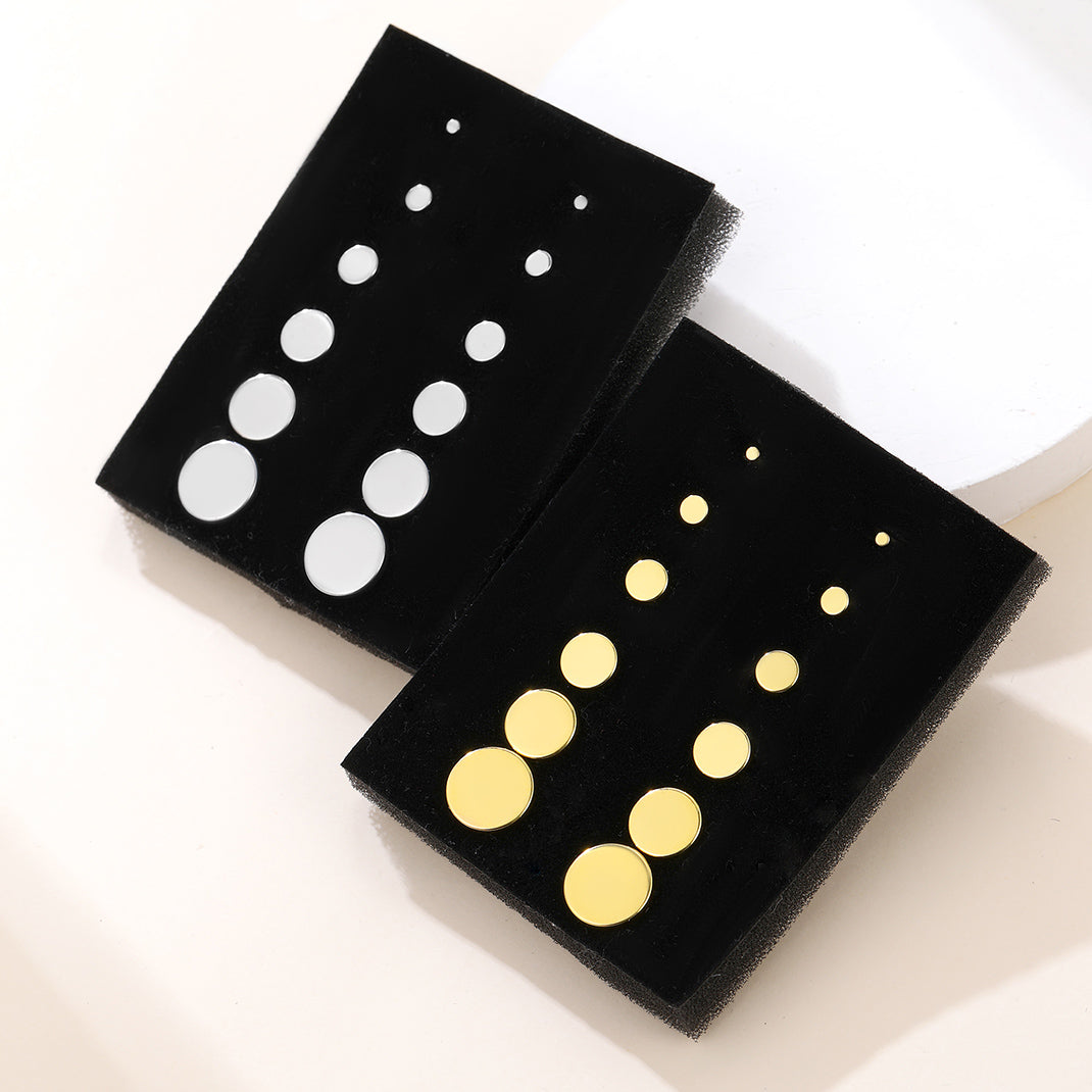 FaithHeart Punk Round Stud Earrings Set For Men 12 Pairs FaithHeart