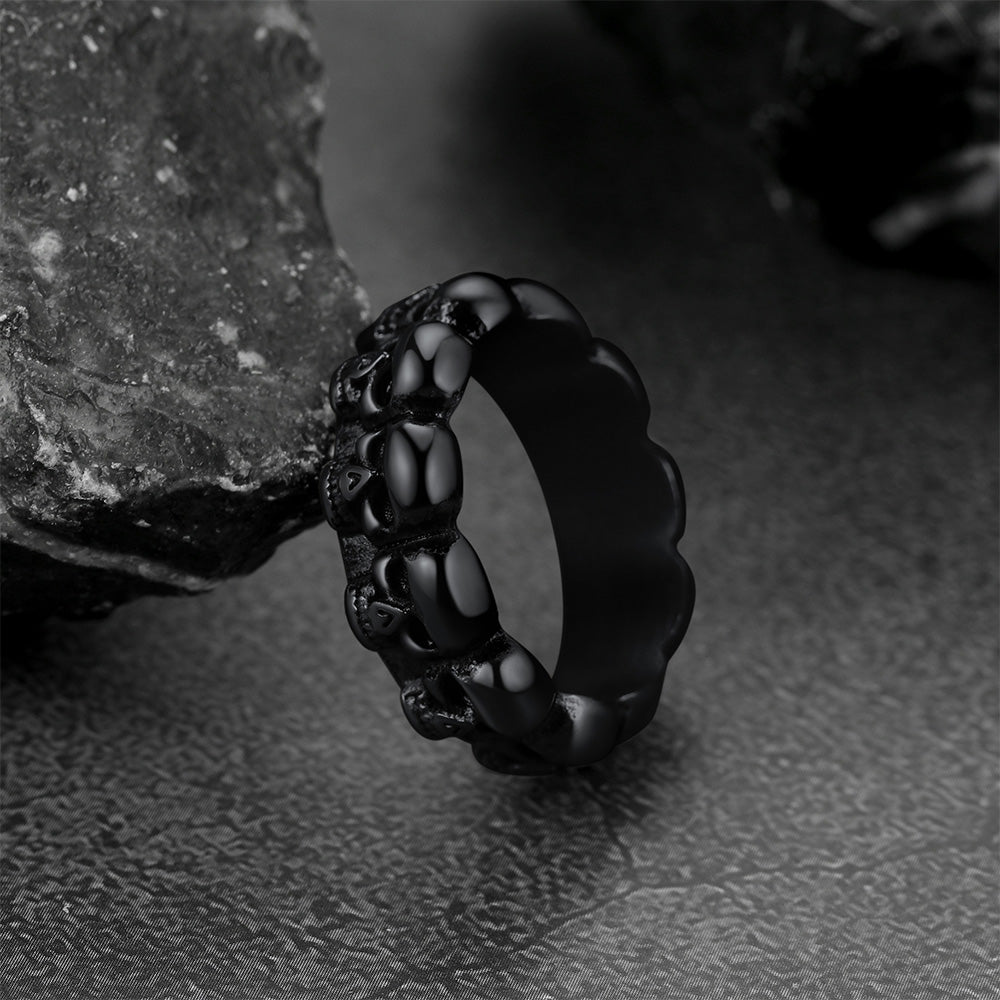 FaithHeart Gothic Punk Skull Ring For Men Stainless Steel FaithHeart