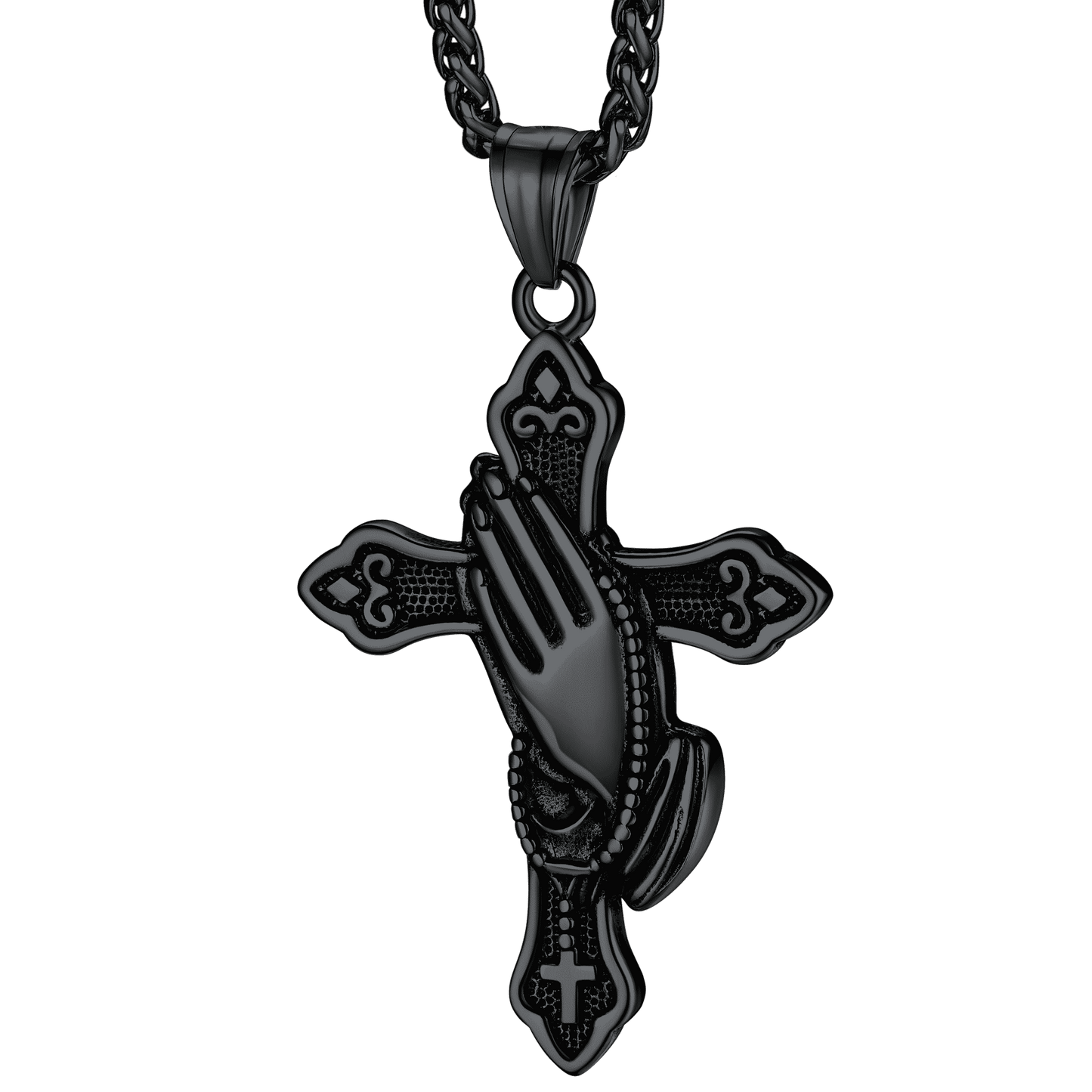 FaithHeart Praying Hands Cross Necklace For Men FaithHeart