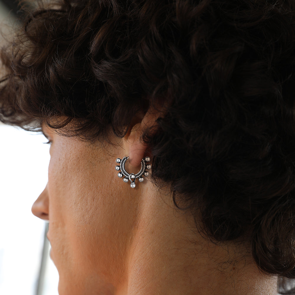 FaithHeart Sterling Silver Cartilage Huggie Hoop Earrings For Men FaithHeart