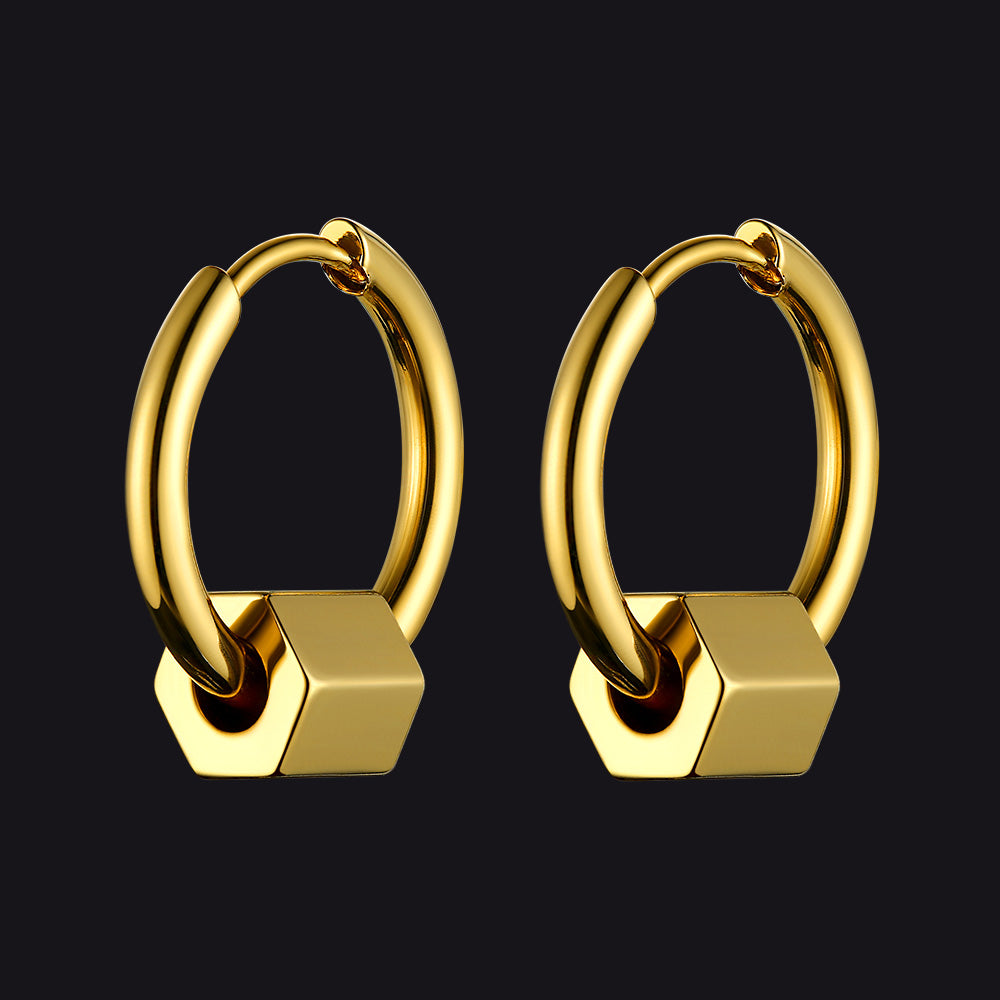 FaithHeart Punk Hexagon Hoop Earrings For Men FaithHeart