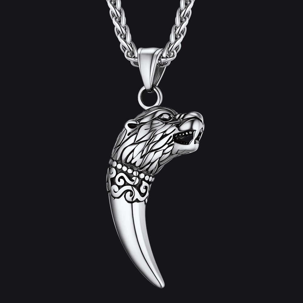 FaithHeart Viking Wolf Tooth Necklace For Men FaithHeart