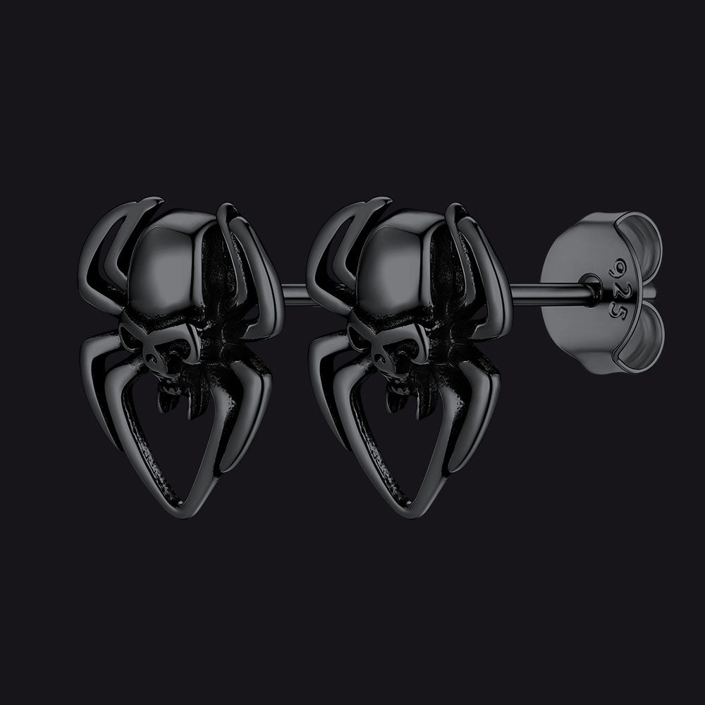FaithHeart Sterling Silver Spider Skull Stud Earrings For Men FaithHeart