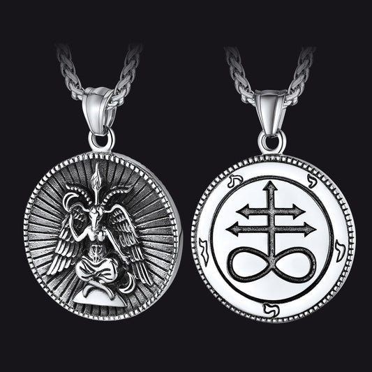 FaithHeart Baphomet Satanic Goat Leviathan Cross Necklace for Men FaithHeartimg