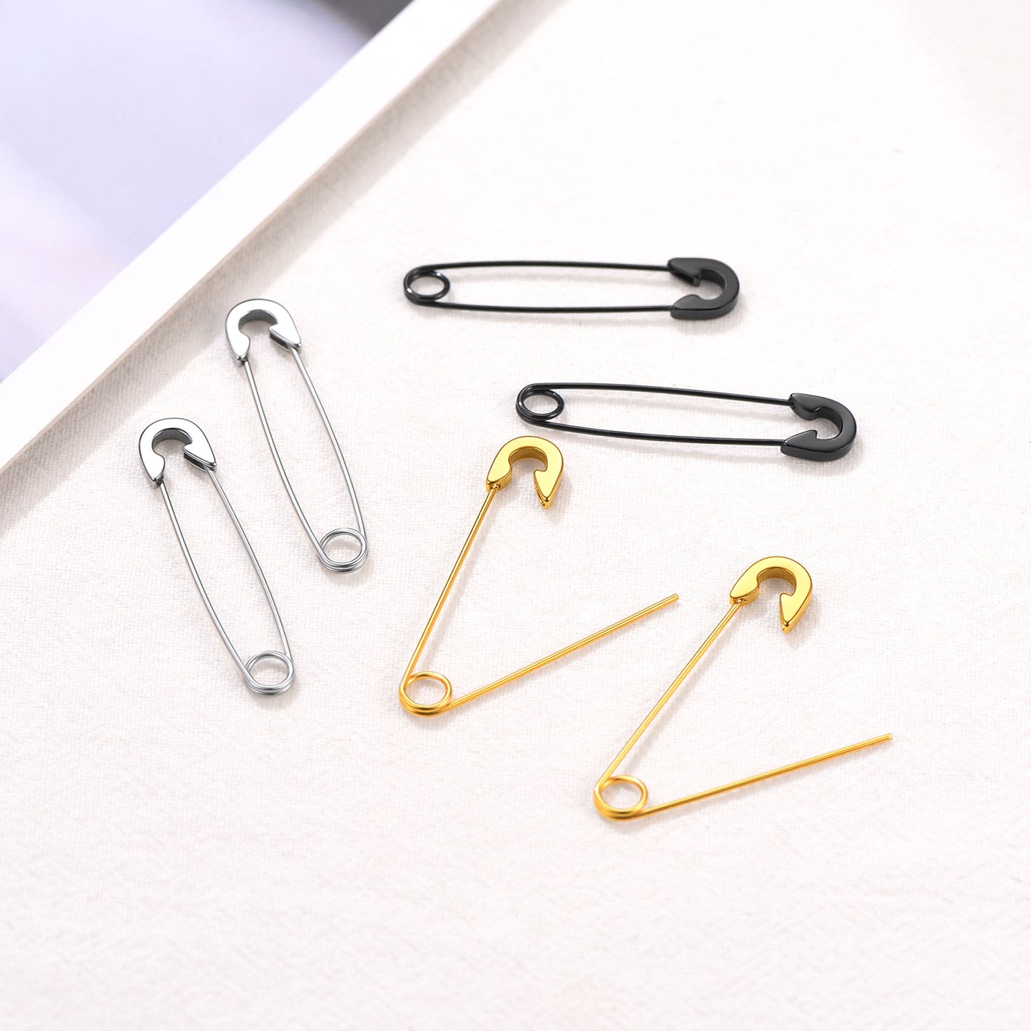 FaithHeart Stainless Steel Safety Pin Earrings Set For Men FaithHeart