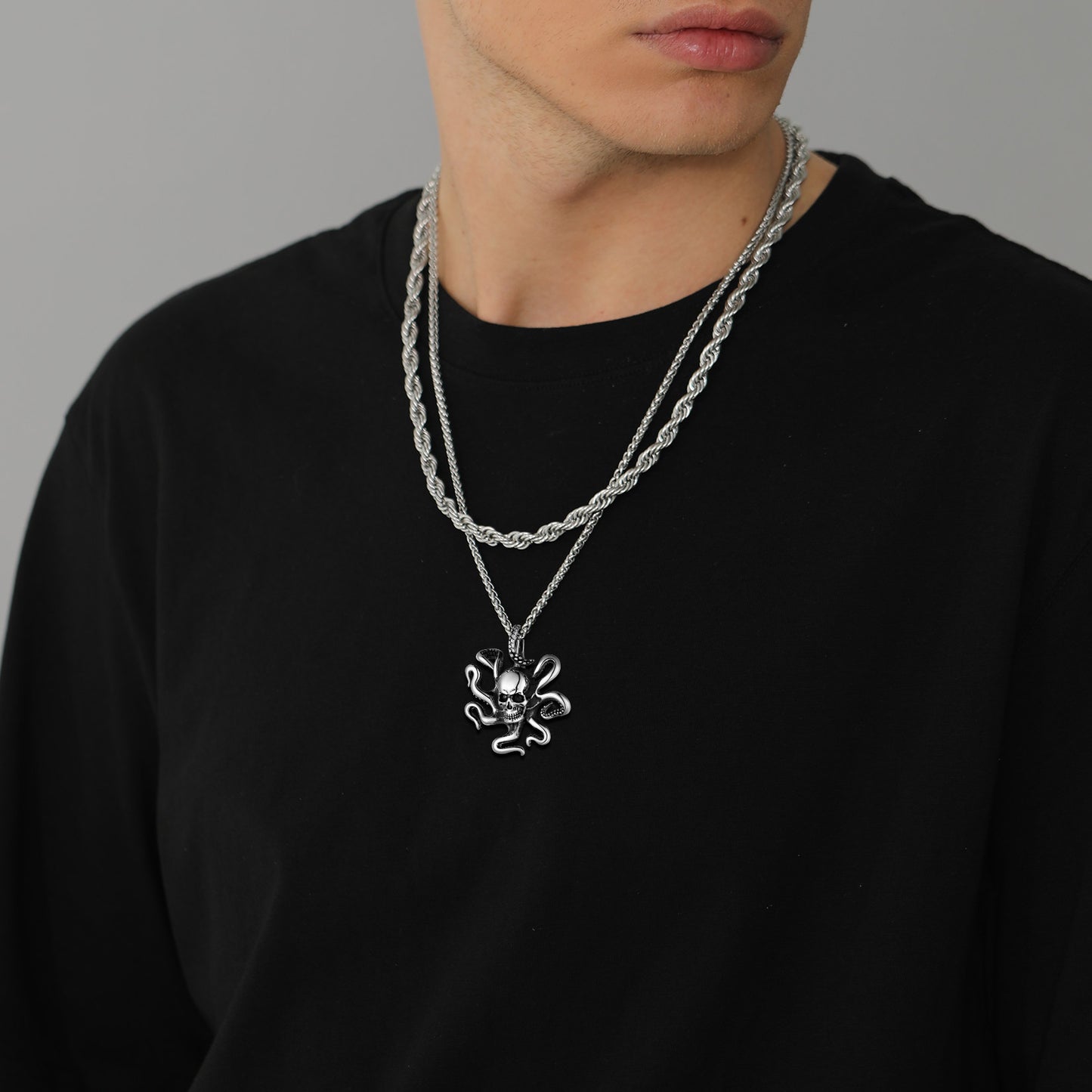 FaithHeart Gothic Octopus Skull Necklace For Men FaithHeart