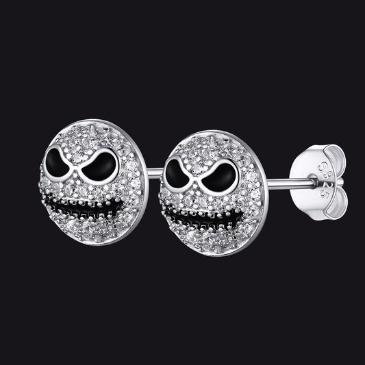 FaithHeart Sterling Silver Jack Skellington Stud Earrings For Men Cubic Zirconia FaithHeartimg