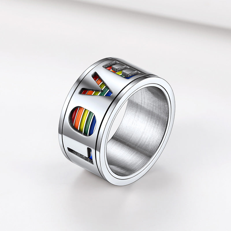 FaithHeart Popular Rainbow Love Pride Ring, Fidget Anxiety Ring for LGBT FaithHeart