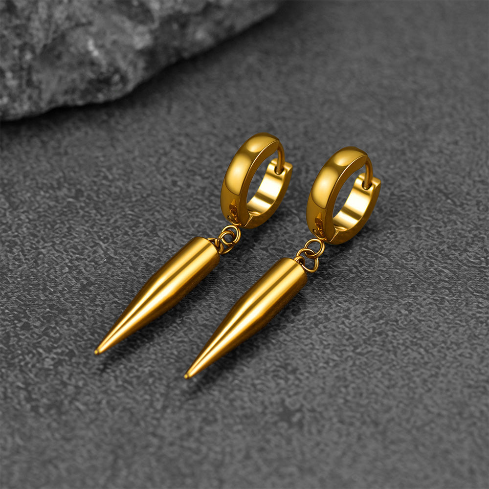 FaithHeart Punk Long Spike Drop Hoop Earrings For Men FaithHeart