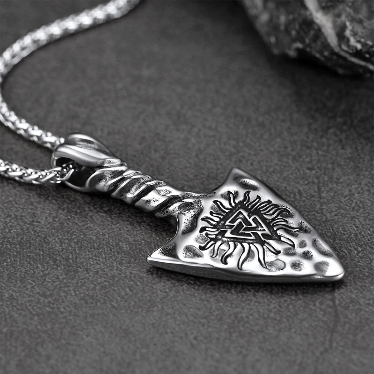 FaithHeart Viking Gungnir Necklace with Valknut for Men FaithHeart