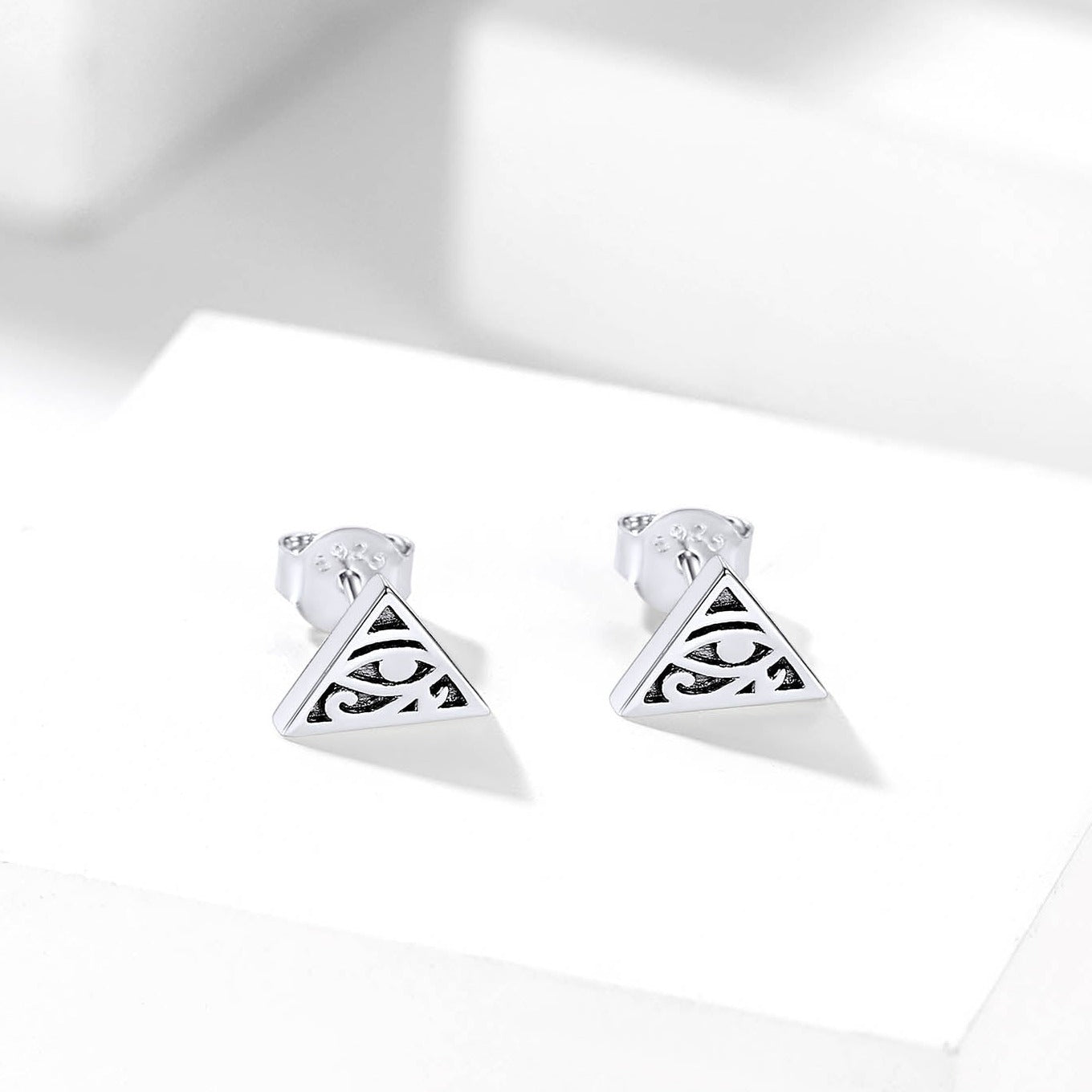 FaithHeart Sterling Silver Eye of Horus Stud Earrings For Men FaithHeart