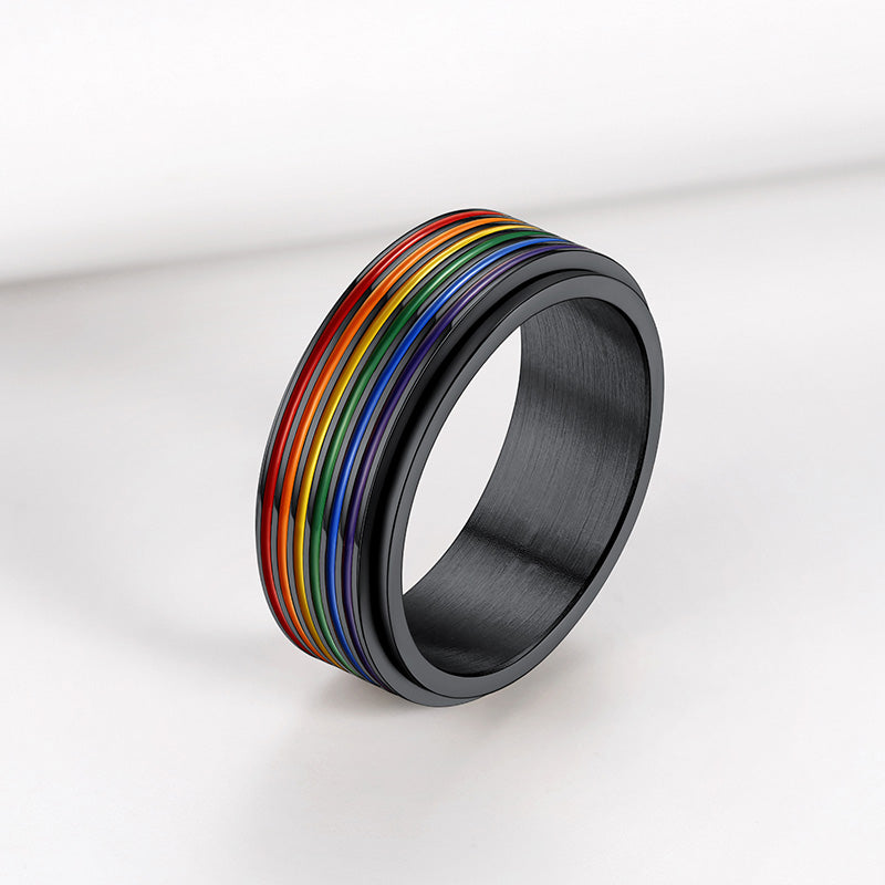 FaithHeart LGBT Pride Rainbow Ring Anxiety Fidget Ring Spinner FaithHeart