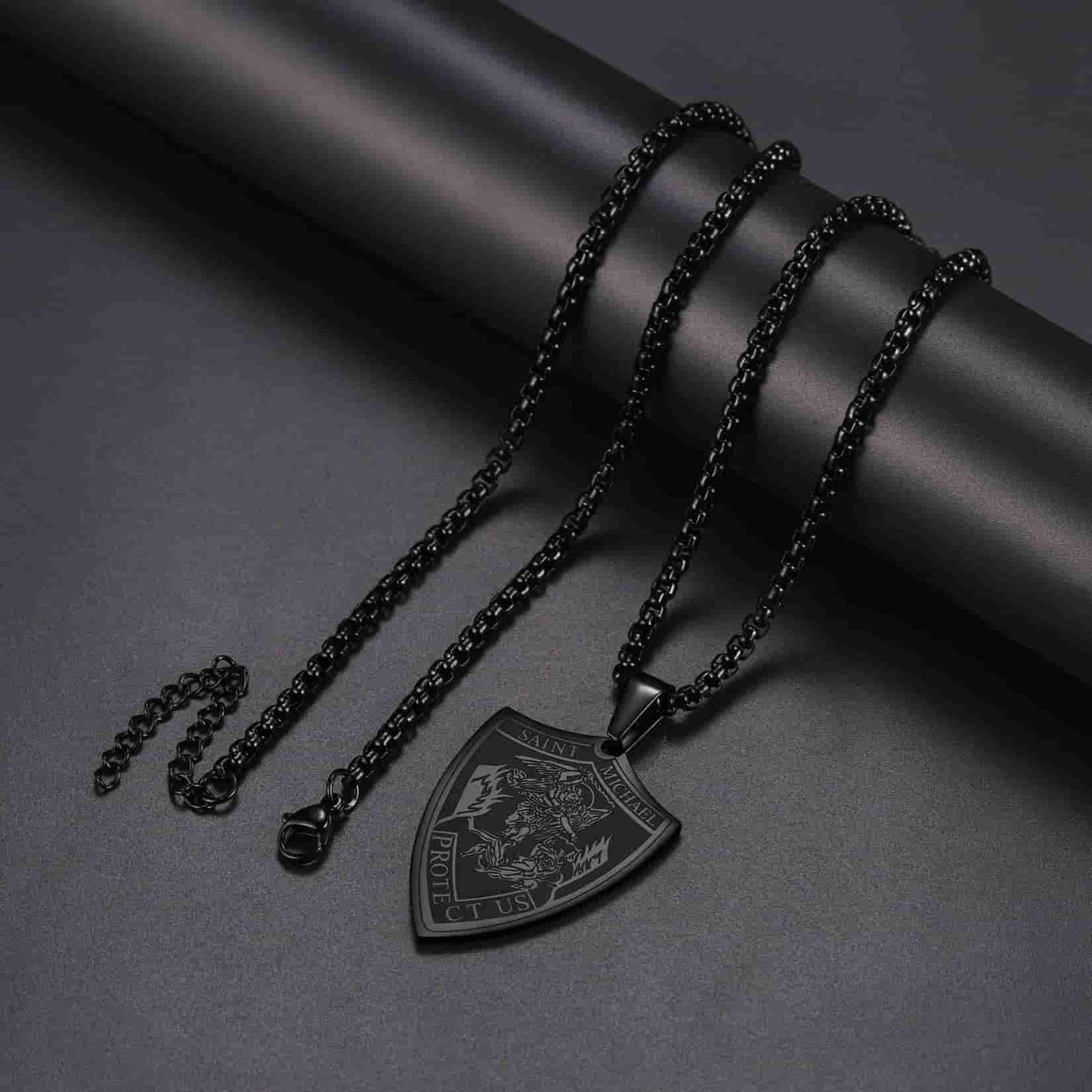 FaithHeart Saint Michael Necklace Archangel Shield Pendant for Men FaithHeart