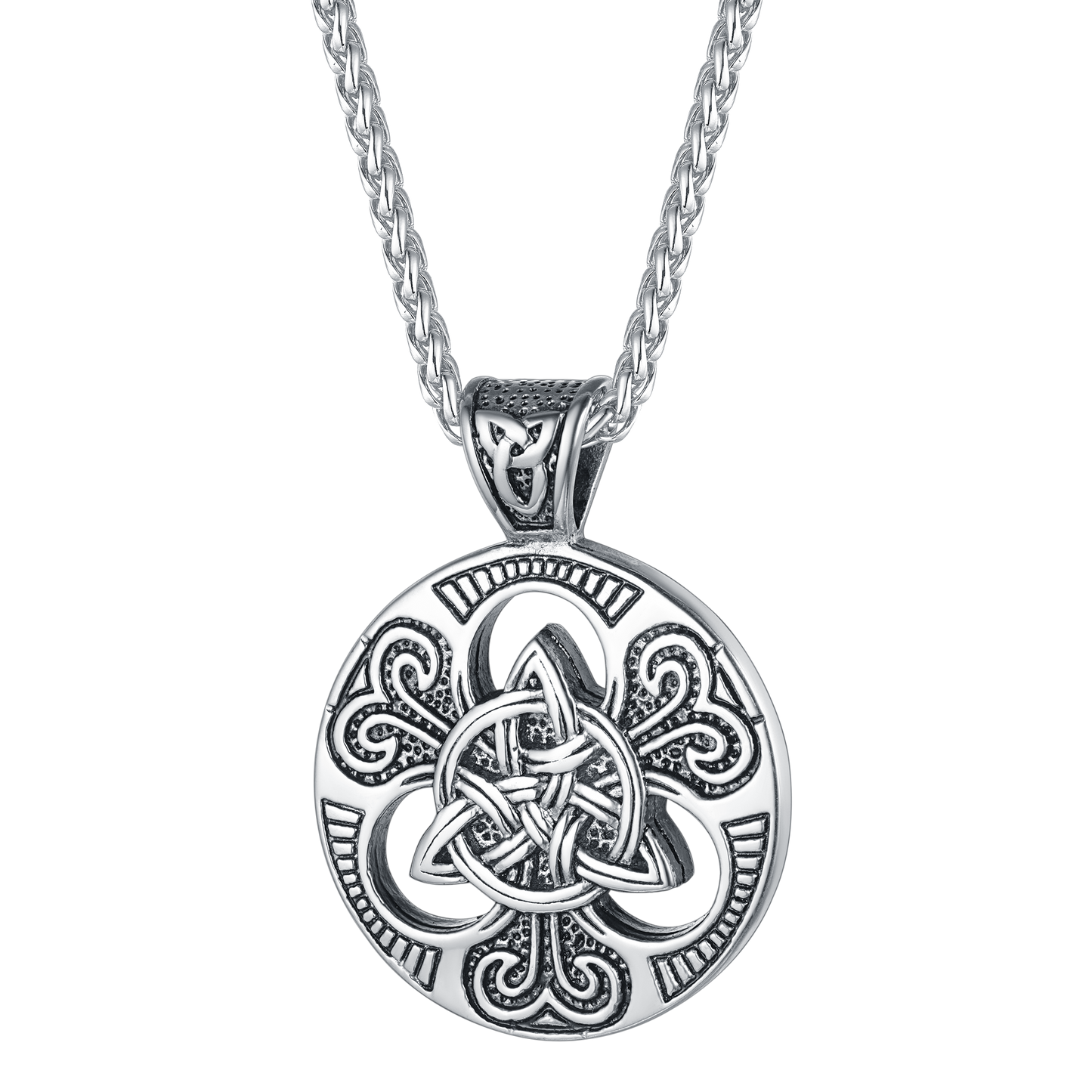 FaithHeart Vintage Celtic Triple Knot Necklace Amulet Pendant for Men FaithHeart