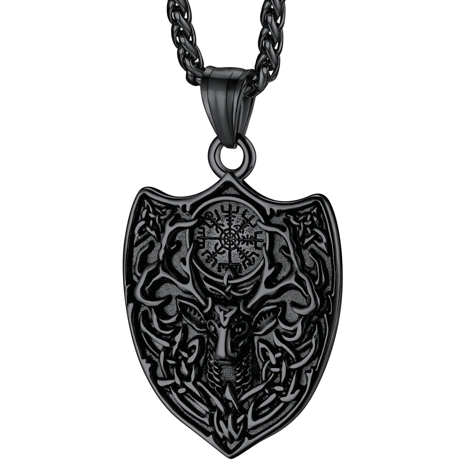 FaithHeart Norse Viking Compass Deer Necklace For Men FaithHeart
