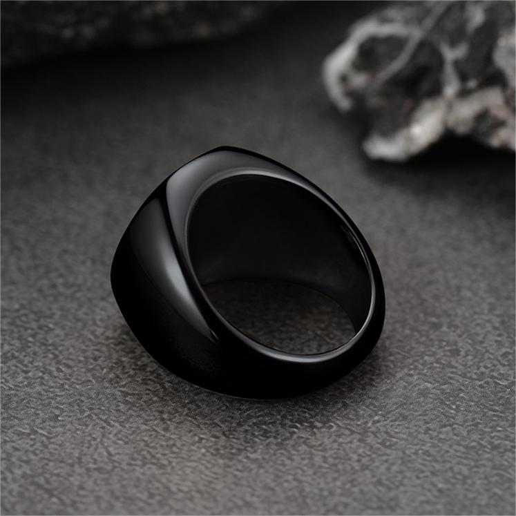 FaithHeart Round Black Onyx Signet Ring for Men FaithHeart