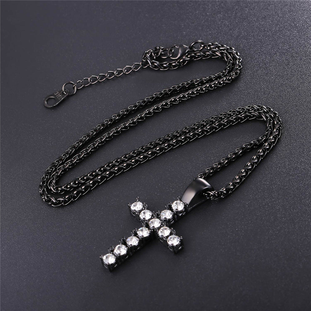 FaithHeart Cubic Zirconia Cross Necklace Pendant for Men/Women FaithHeart