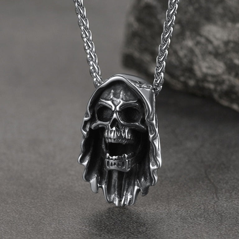 FaithHeart Grim Reaper Skull Pendant Necklace For Men FaithHeart