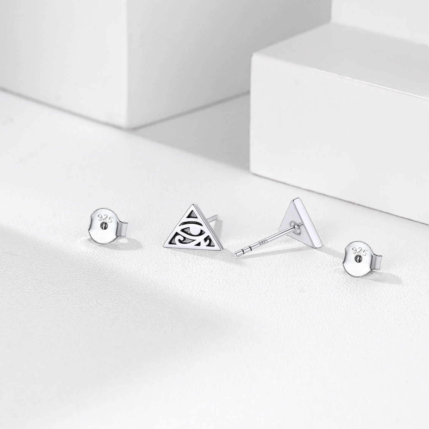 FaithHeart Sterling Silver Eye of Horus Stud Earrings For Men FaithHeart