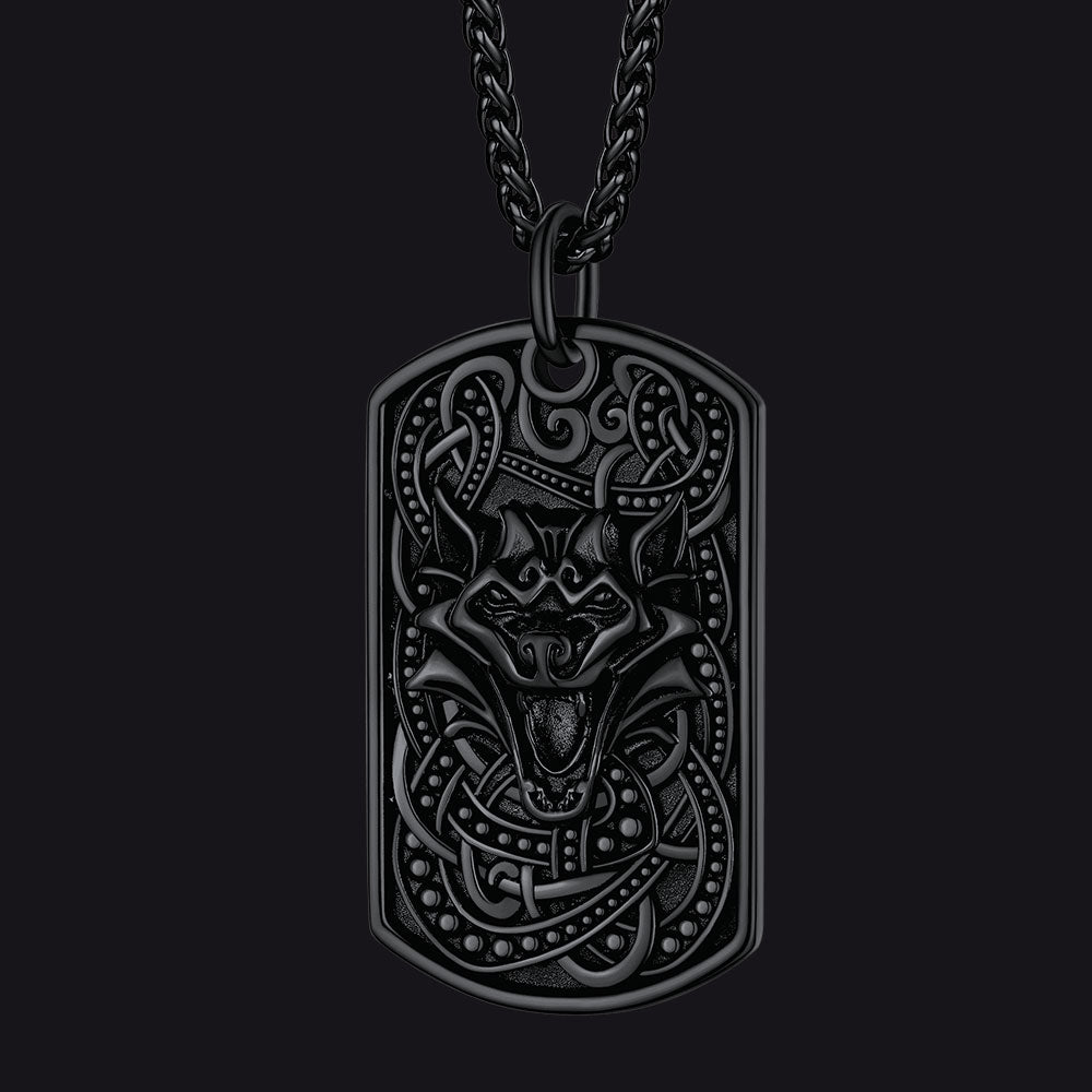 FaithHeart Viking Celtic Wolf Dog Tag Pendant Necklace for Men FaithHeart