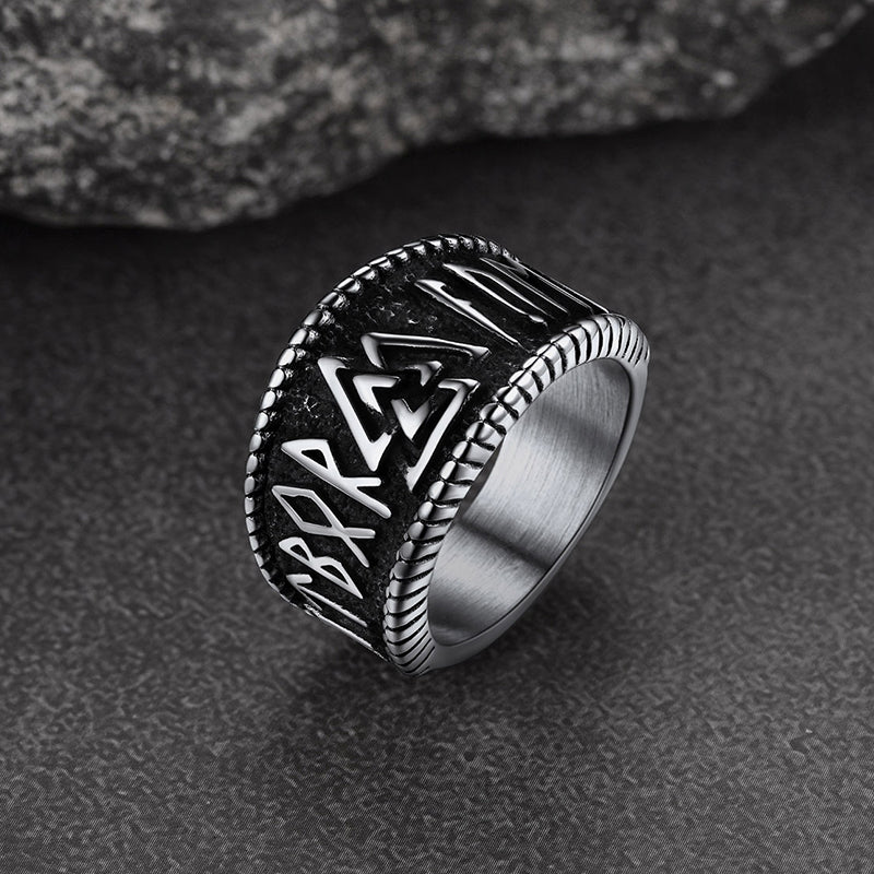 FaithHeart Norse Viking Valknut Ring with Rune for Men FaithHeart