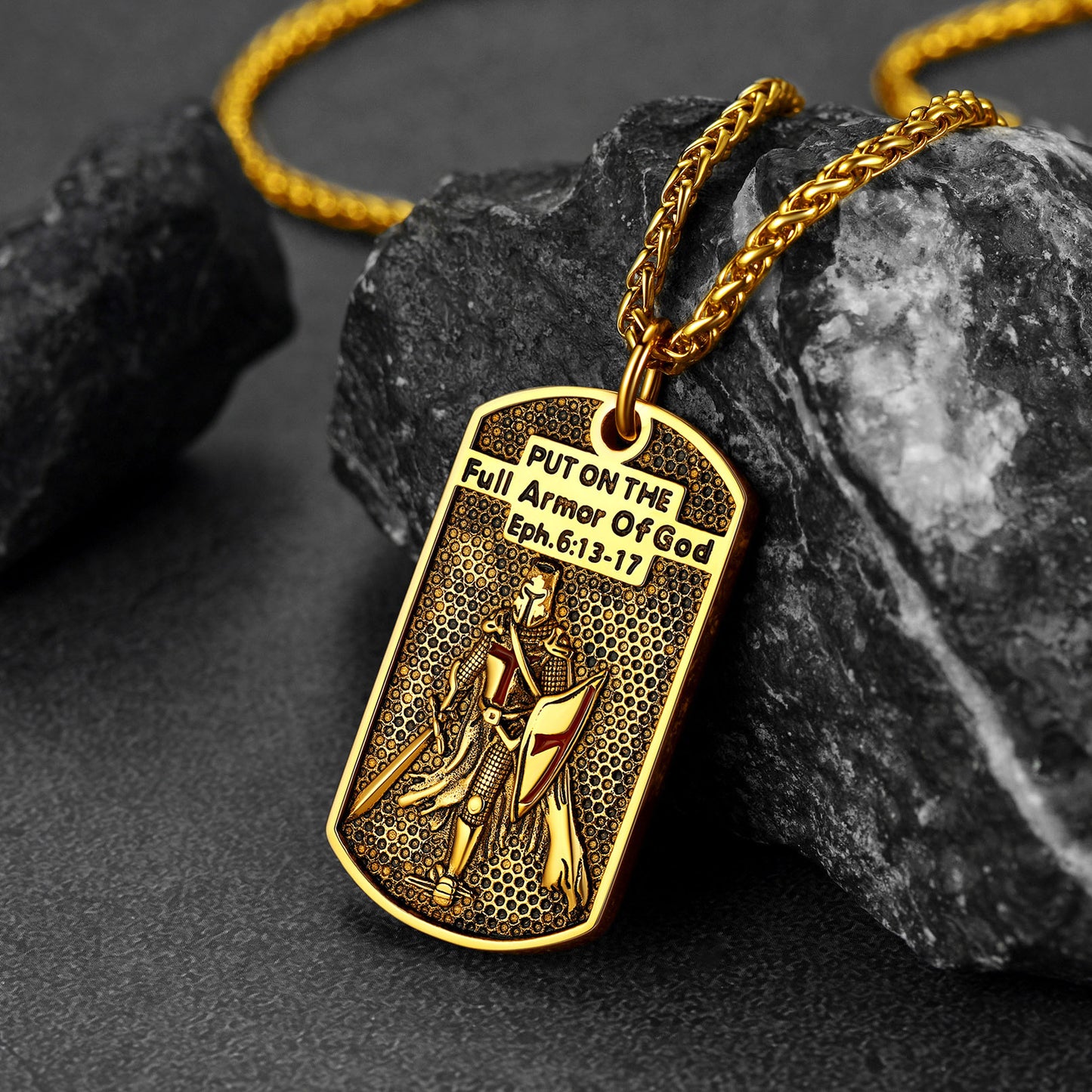 FaithHeart Religious Knights Templar Dog Tag Necklace For Men FaithHeart
