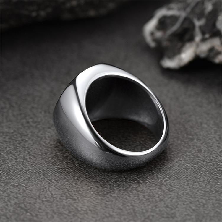 FaithHeart Round Black Onyx Signet Ring for Men FaithHeart