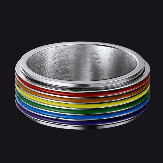 FaithHeart LGBT Pride Rainbow Ring Anxiety Fidget Ring Spinner FaithHeartimg