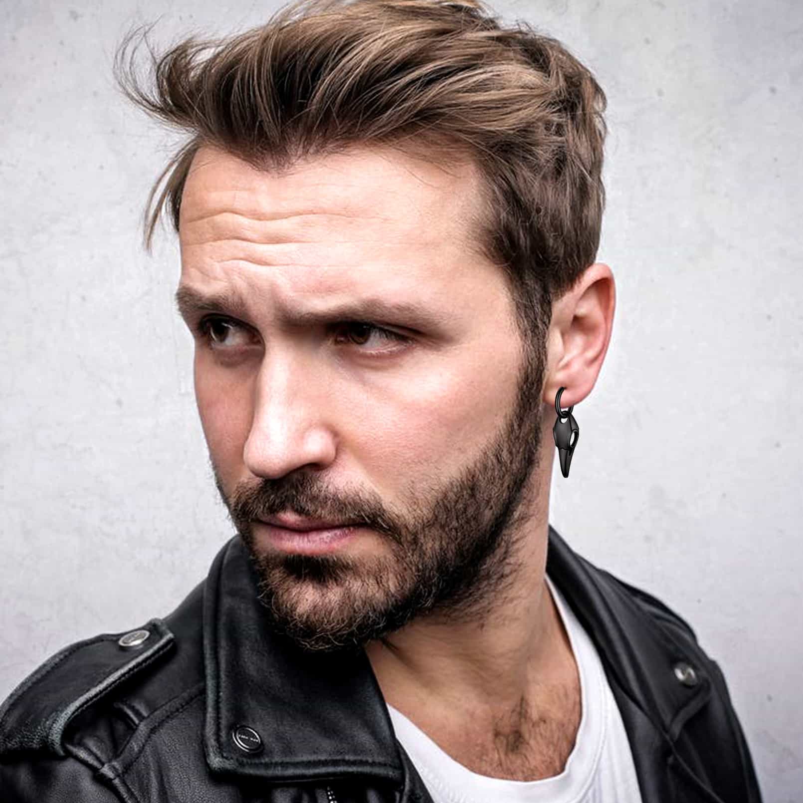 FaithHeart Gothic Raven Skull Earrings Viking Earrings for Men FaithHeart