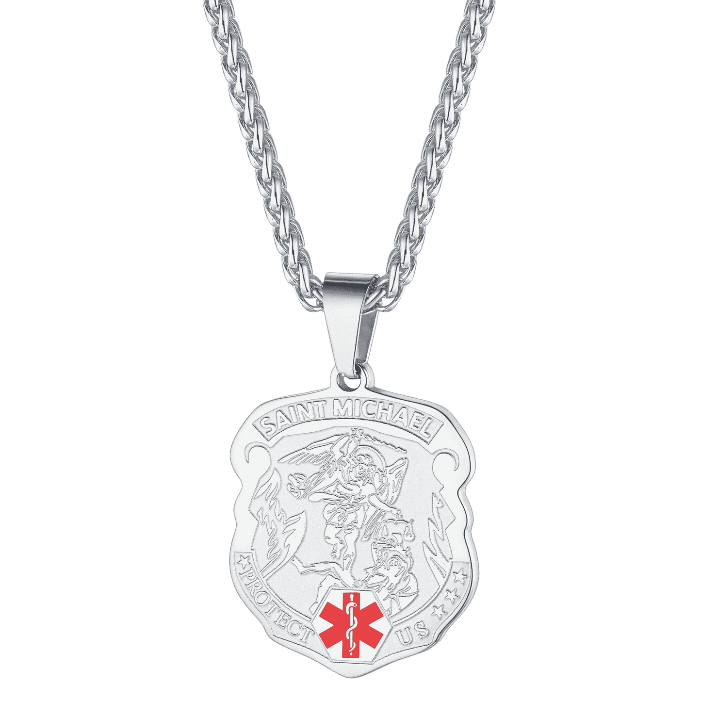 FaithHeart Custom St. Michael Medical Alert ID Necklace for Men FaithHeart