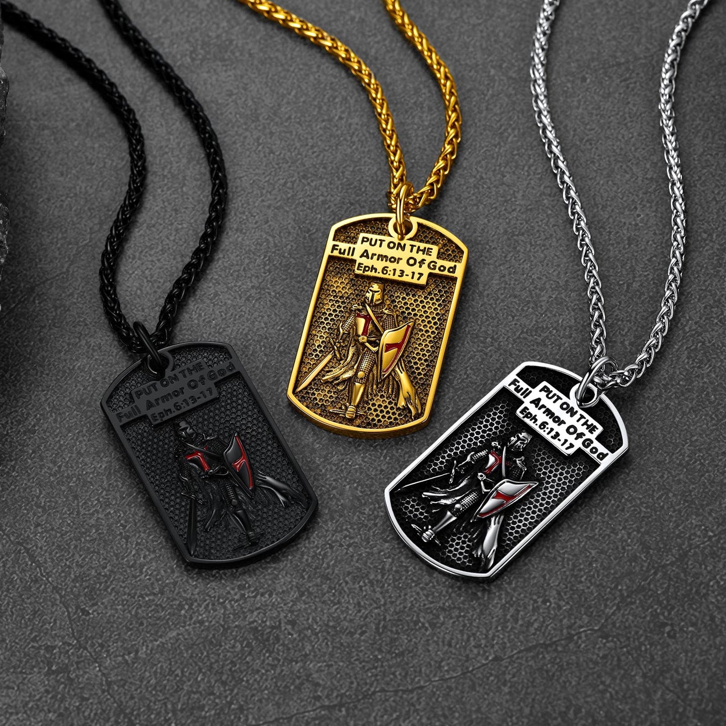 FaithHeart Religious Knights Templar Dog Tag Necklace For Men FaithHeart