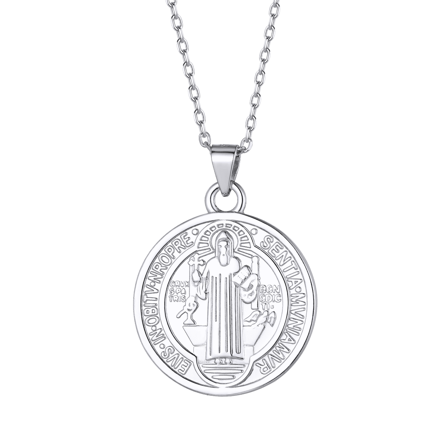 FaithHeart Sterling Silver Saint Benedict Necklace FaithHeart